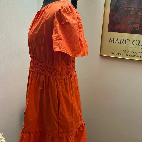 Quince large worn once Orange Short Dress with pockets! - Picture 2 of 5